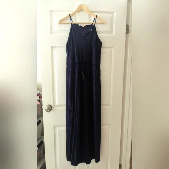 Navy Blue Halter Maxi Dress - Picture 1 of 9